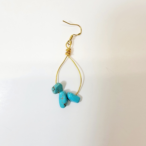 ♡Turquoise Boho Earrings, Wire Wrapped - Picture 2 of 4
